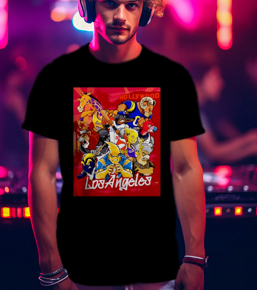 Los Angeles Legends Hollywood Sports Mashup With Dodgers Lakers Kings Rams And Clippers T-Shirt