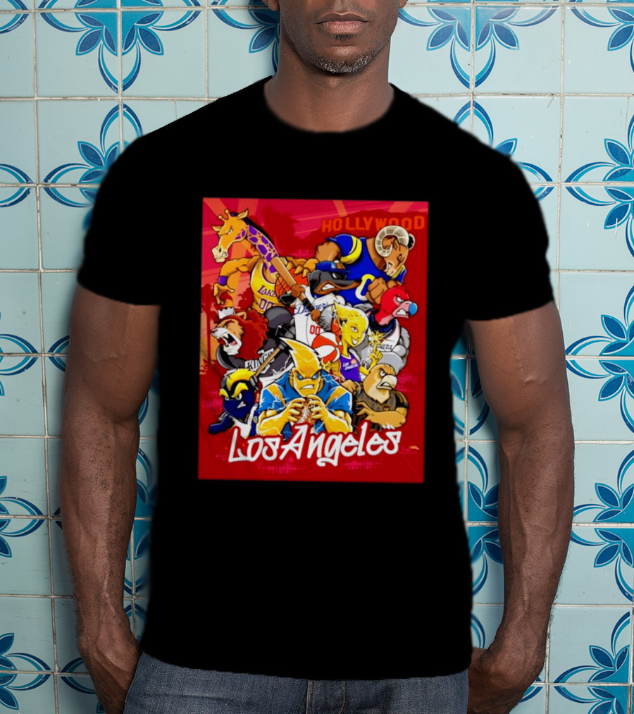 Los Angeles Legends Hollywood Sports Mashup With Dodgers Lakers Kings Rams And Clippers T-Shirt