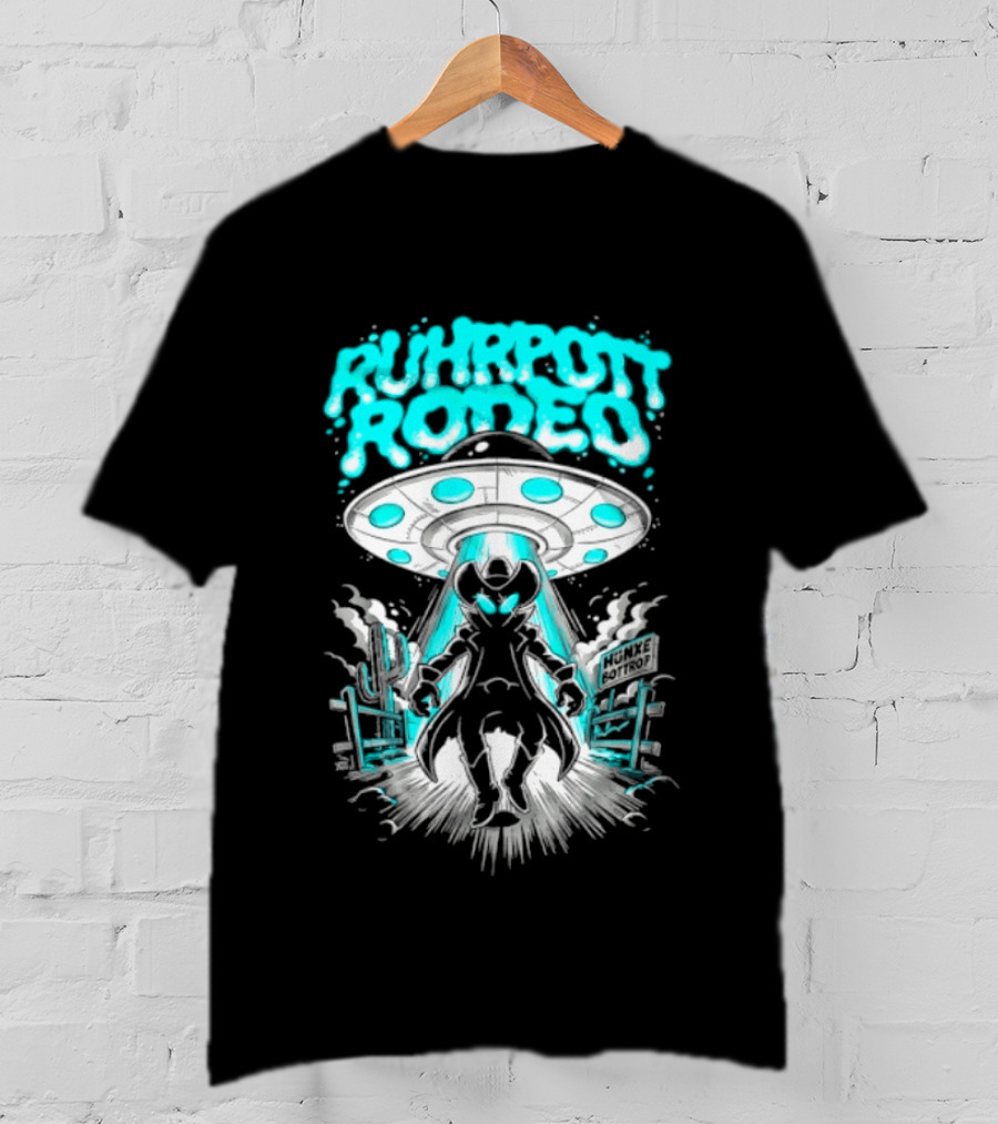 Ruhrpott Rodeo Hunxe Bottrop Alien Cowboy UFO Texas Stadium T-Shirt