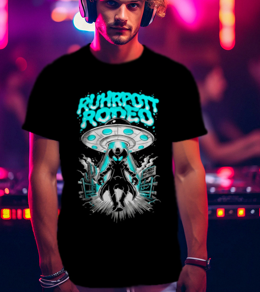 Ruhrpott Rodeo Hunxe Bottrop Alien Cowboy UFO Texas Stadium T-Shirt