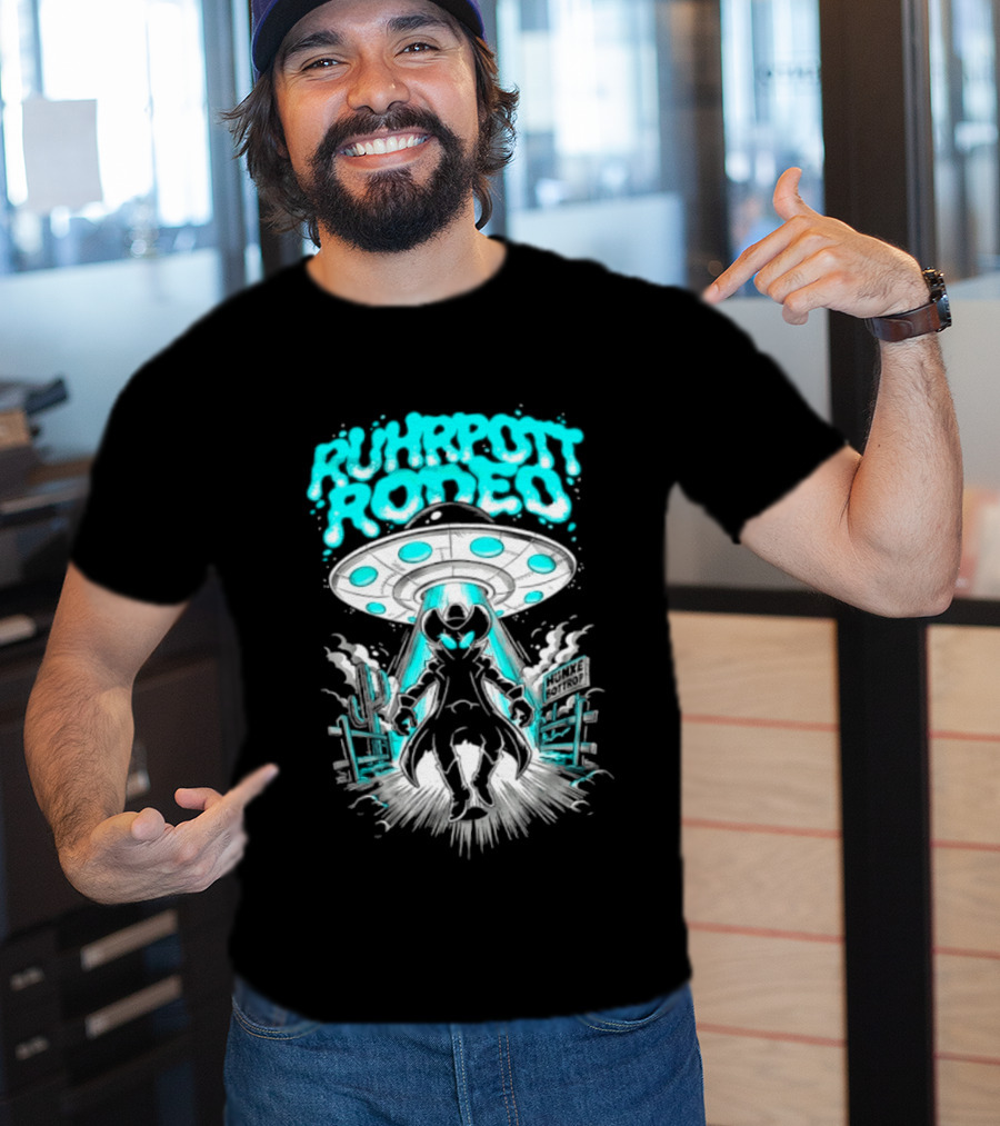 Ruhrpott Rodeo Hunxe Bottrop Alien Cowboy UFO Texas Stadium T-Shirt