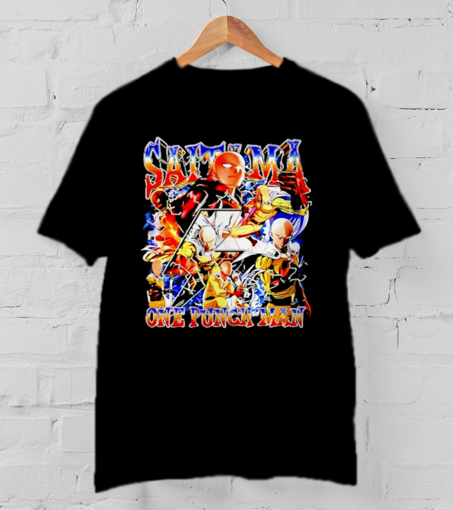 Saitama One Punch Man Anime Manga Superhero Action Pose Compilation T-Shirt