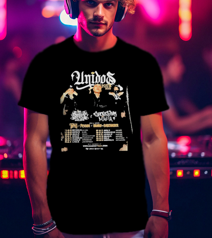 Unidos Tour 2025 Santa Fe Klan Shoreline Mafia Tour Dates Kelvin Azari Beni Fnt GeraMX Scarface T-Shirt