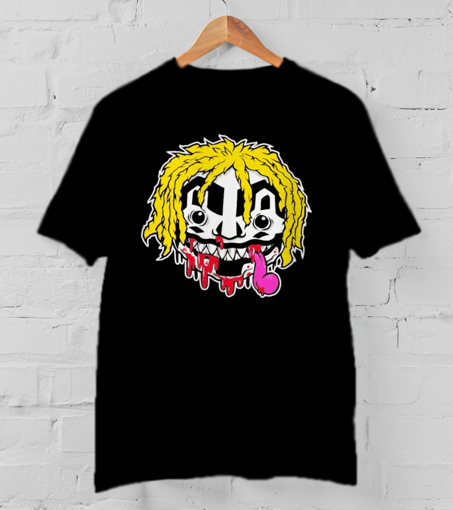 Ouija Macc Iveka Glob Dripping Smiley Face Yellow Hair Pink Tongue T-Shirt