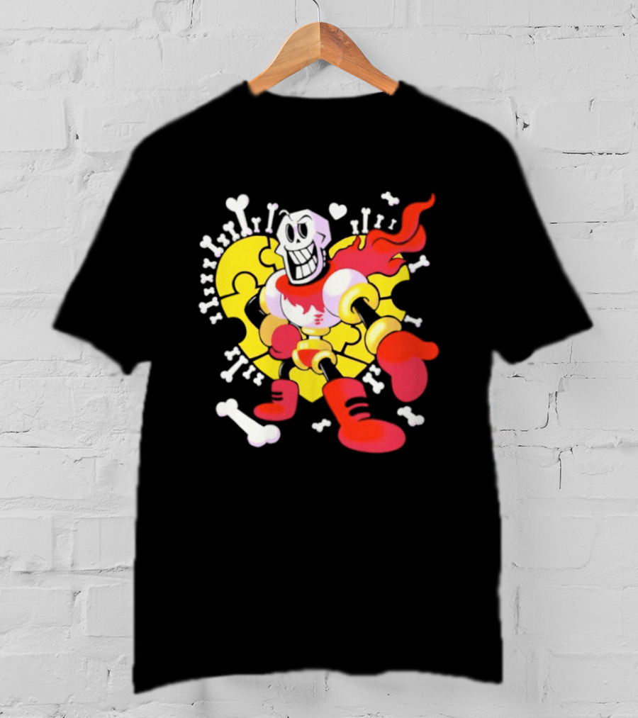 Papyrus Bonetrousle 10th Anniversary Undertale Puzzle Heart Skeleton T-Shirt