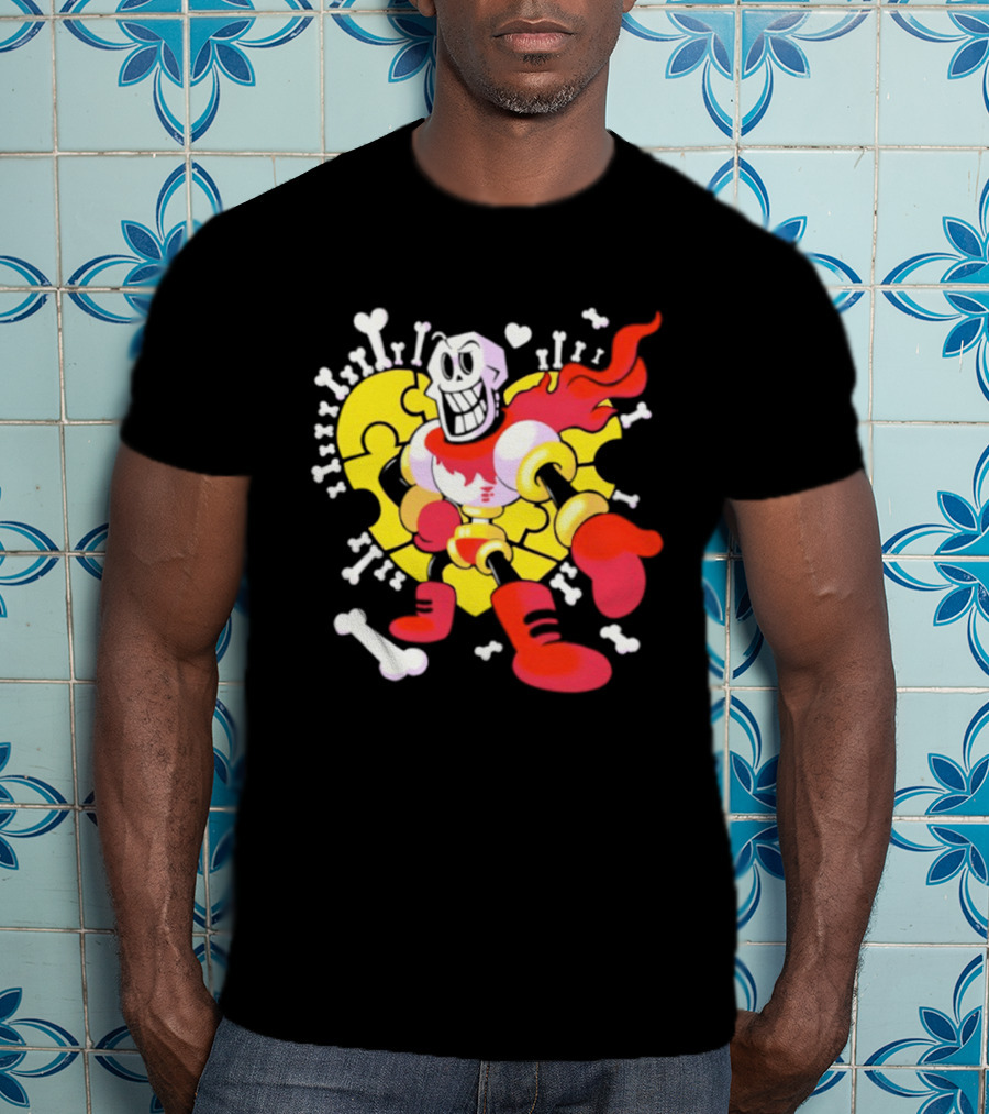 Papyrus Bonetrousle 10th Anniversary Undertale Puzzle Heart Skeleton T-Shirt