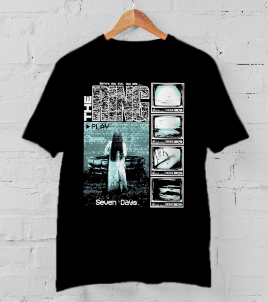 The Ring Seven Days Play Tape Iconic Horror Movie Scene T-Shirt