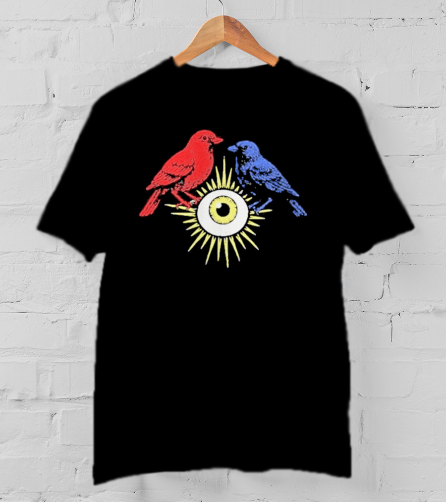 Upchurch Creeker III Red Blue Birds Sun Eye Motif T-Shirt