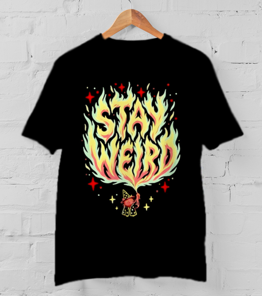Stay Weird Witch Cat Magic Flame T-Shirt