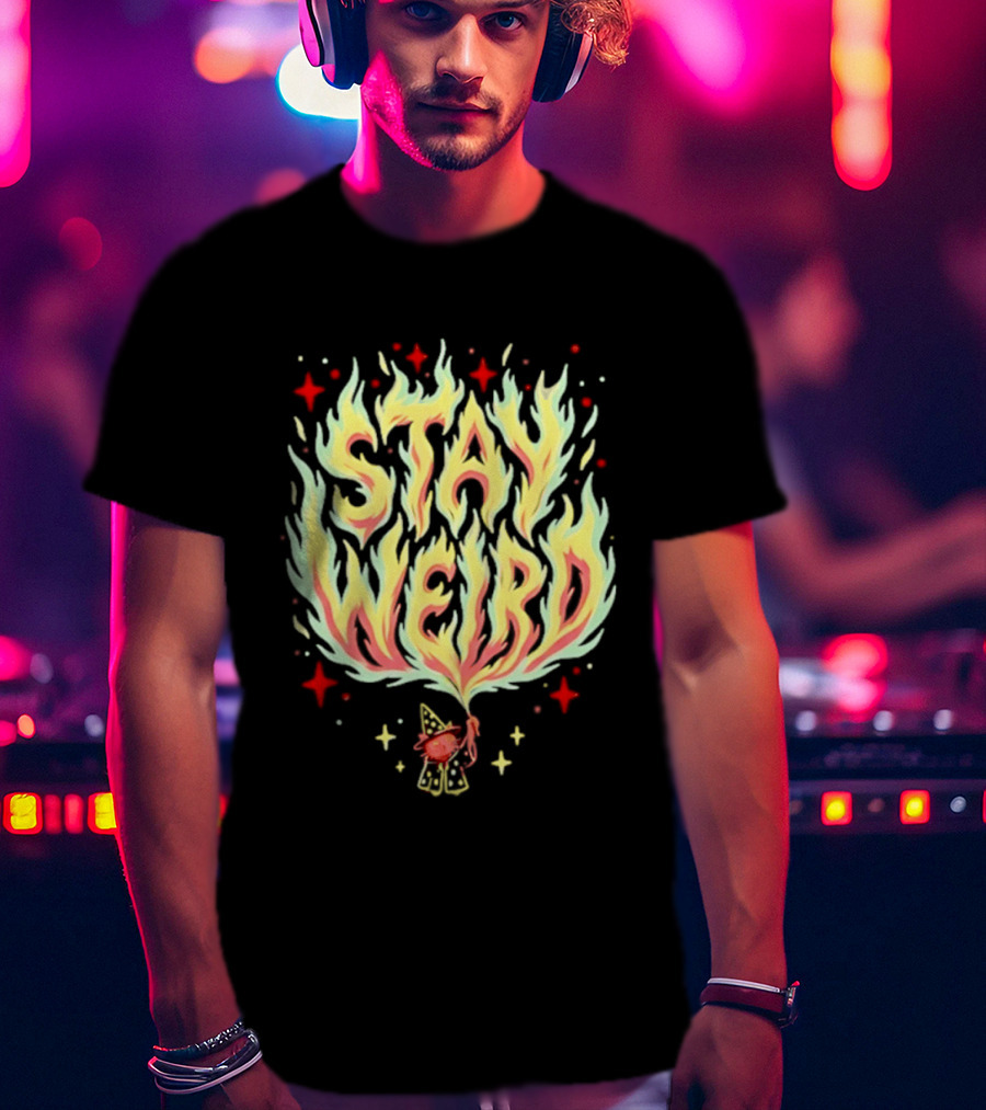 Stay Weird Witch Cat Magic Flame T-Shirt