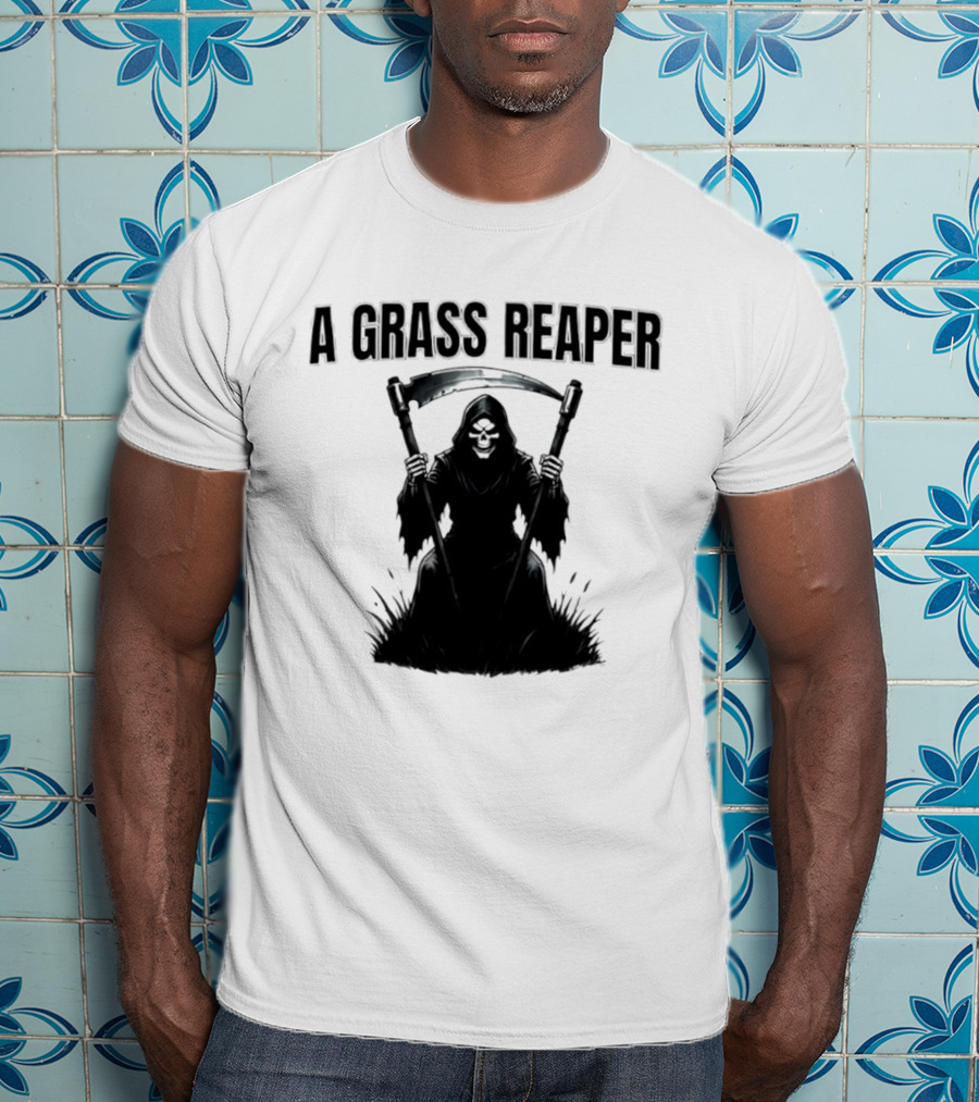 A Grass Reaper Lawn Mower Gardening T-Shirt