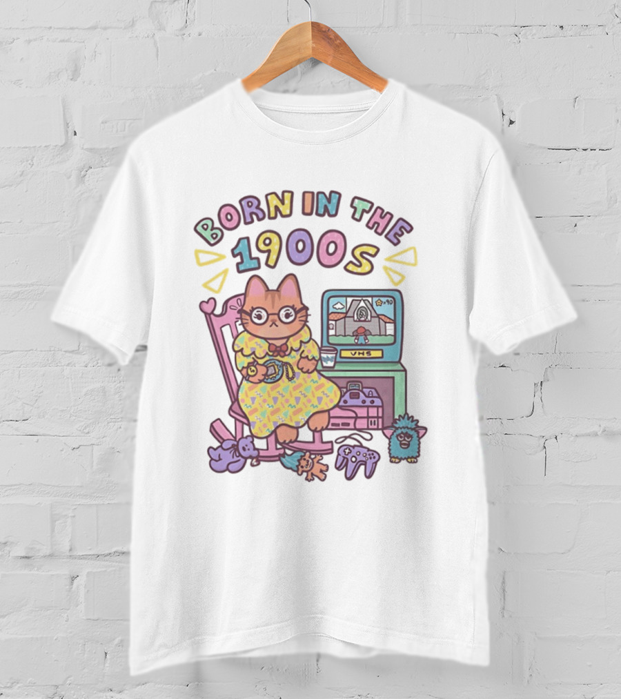 Born In The 1900s Cat VHS Gaming Nostalgia T-Shirt