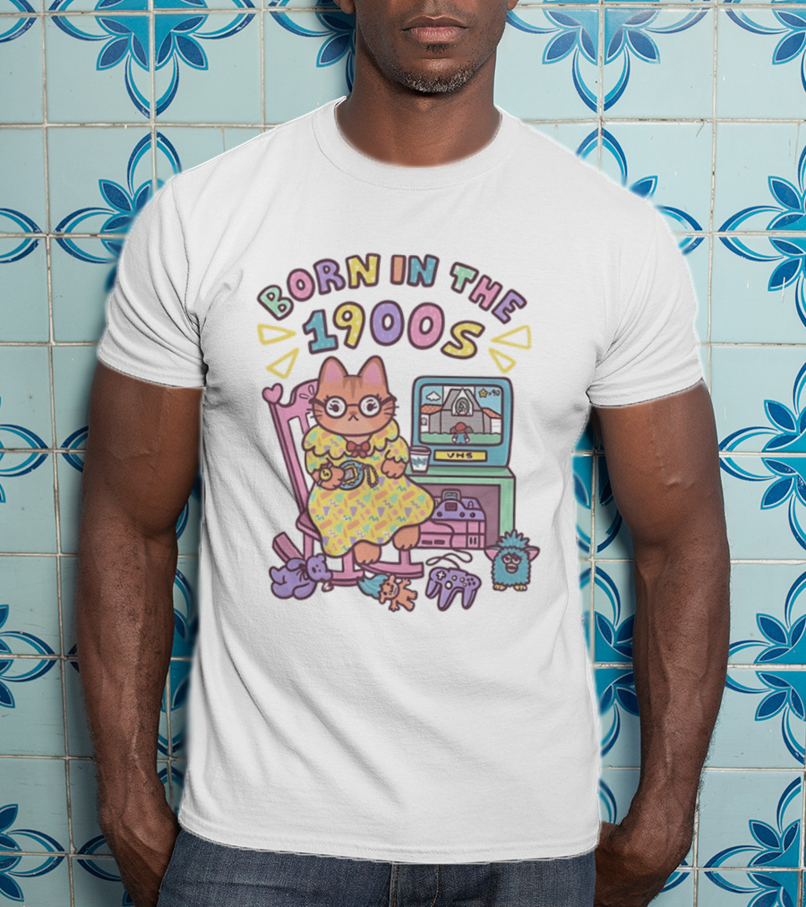Born In The 1900s Cat VHS Gaming Nostalgia T-Shirt