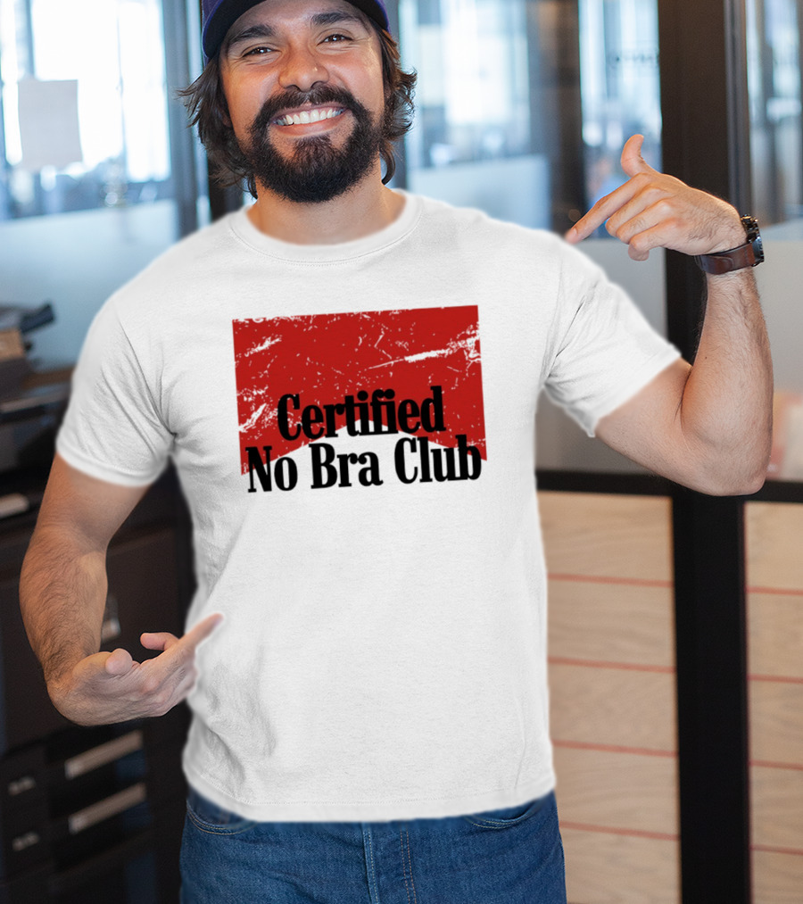 Certified No Bra Club Marlboro Parody Red Banner T-Shirt