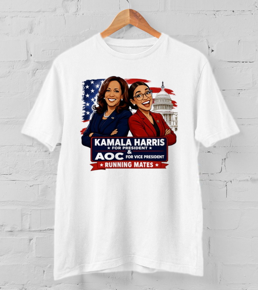 Kamala Harris For President AOC Vice President Running Mates Capitol T-Shirt
