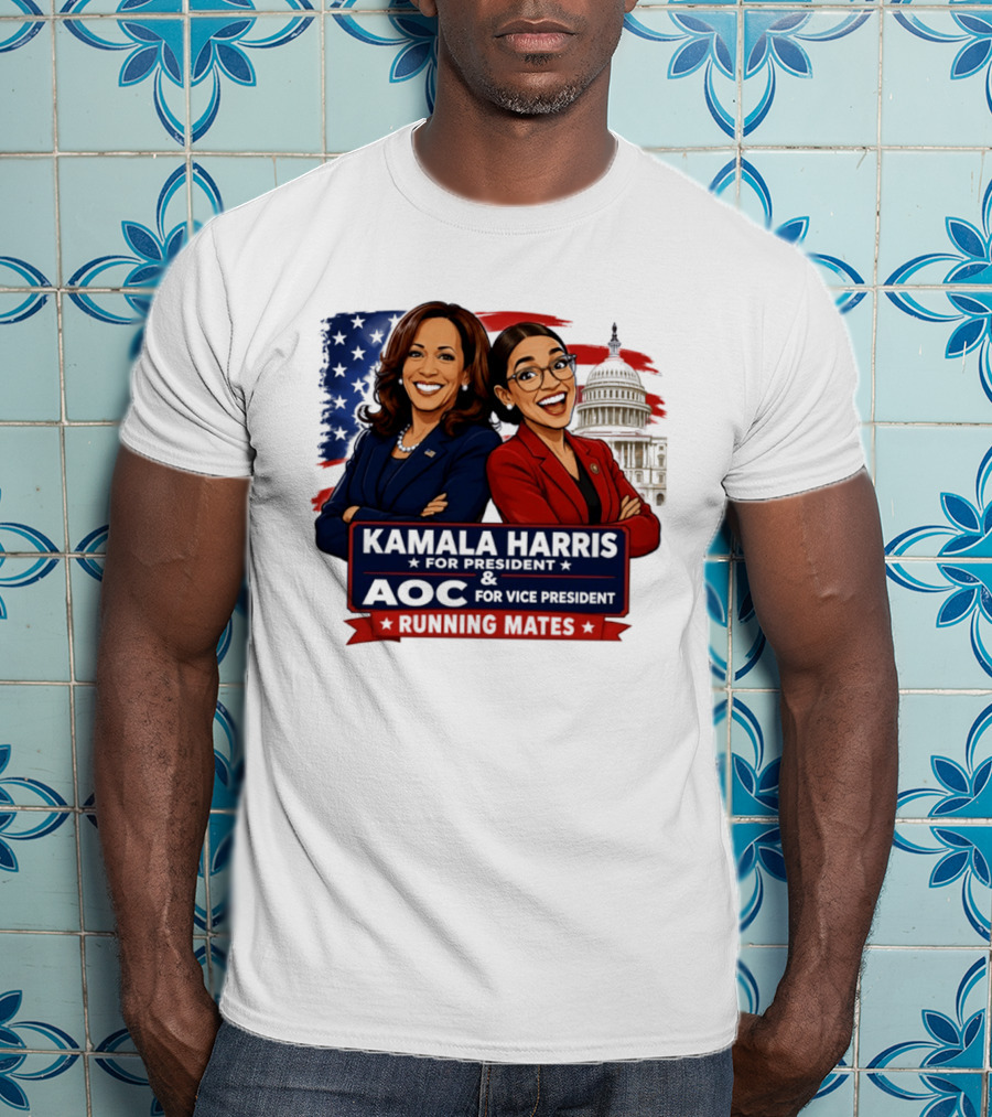 Kamala Harris For President AOC Vice President Running Mates Capitol T-Shirt