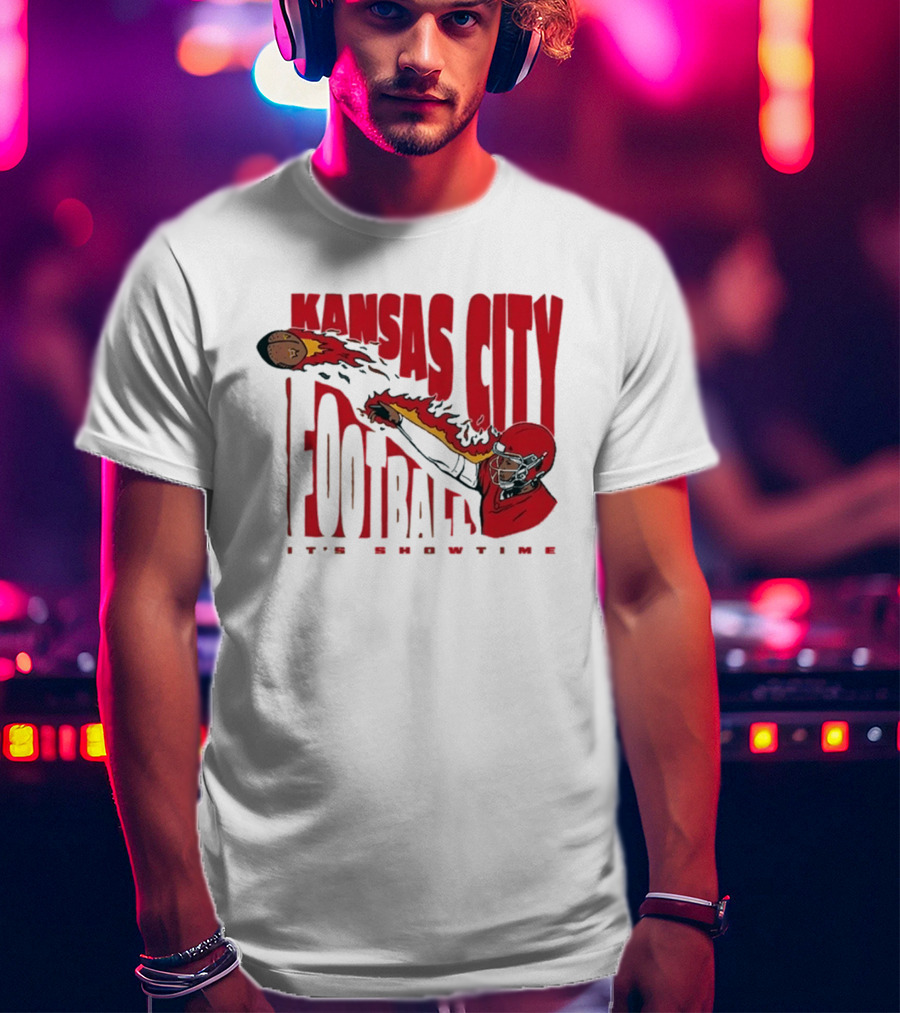 Kansas City Football It's Showtime Quarterback Fireball Pass T-Shirt