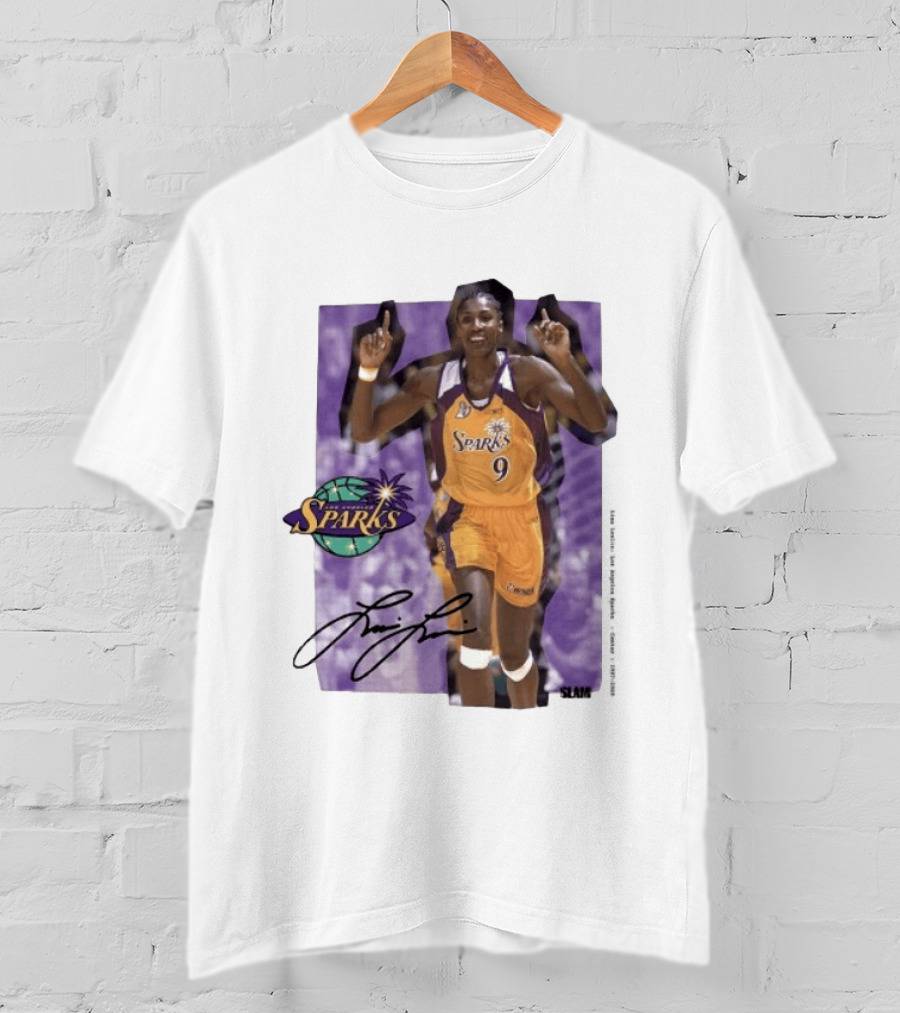 Lisa Leslie Los Angeles Sparks No 9 1997 2009 SLAM Autographed Basketball Legend T-Shirt