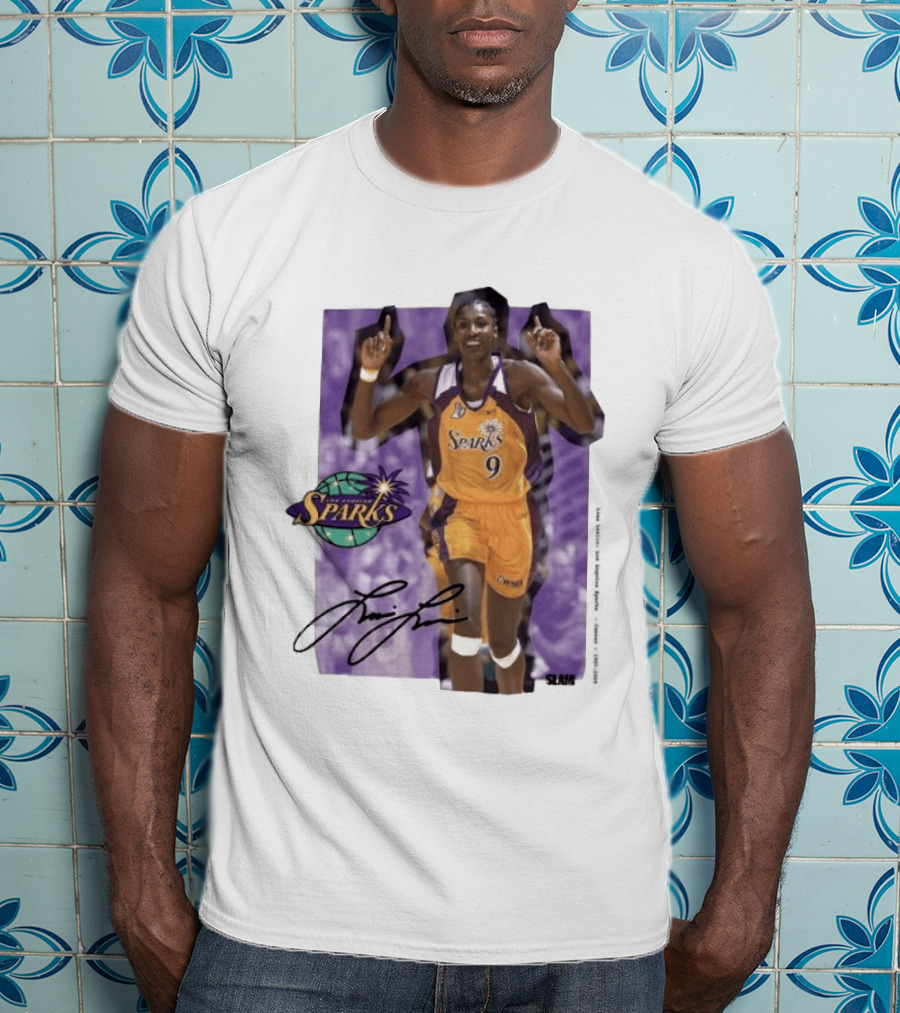 Lisa Leslie Los Angeles Sparks No 9 1997 2009 SLAM Autographed Basketball Legend T-Shirt