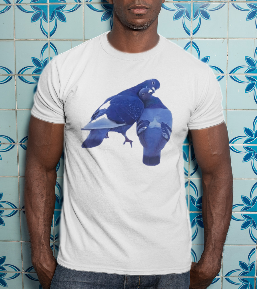 Love Doves Sports Banger Blue Pigeons Embrace T-Shirt