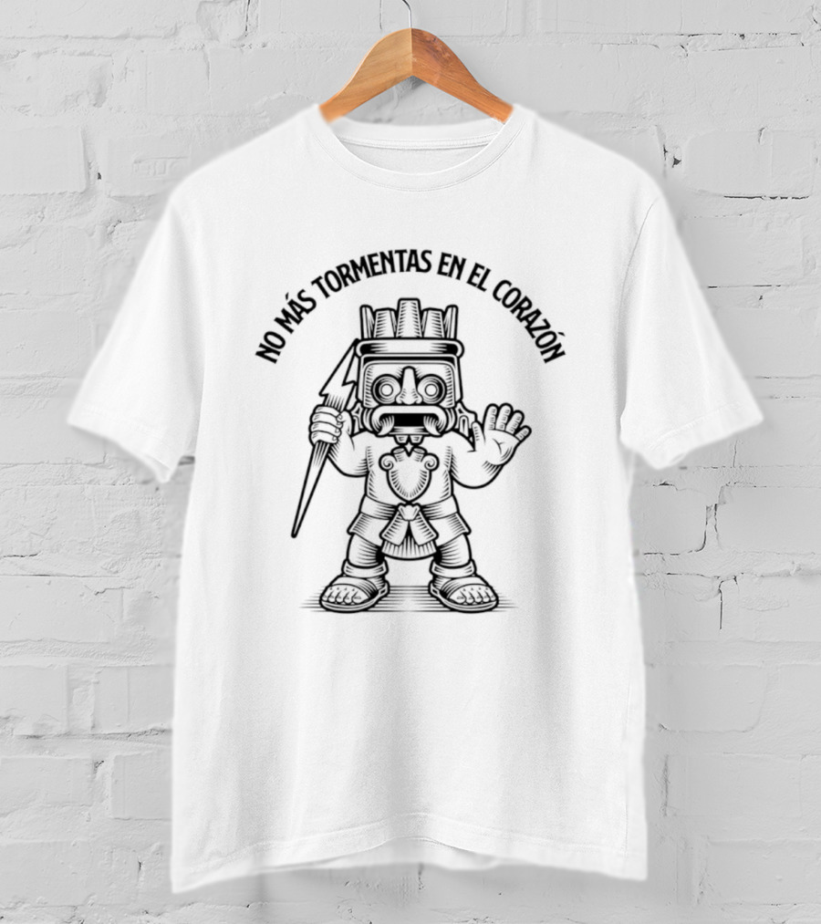 No Más Tormentas En El Corazón Aztec Warrior Holding A Spear T-Shirt