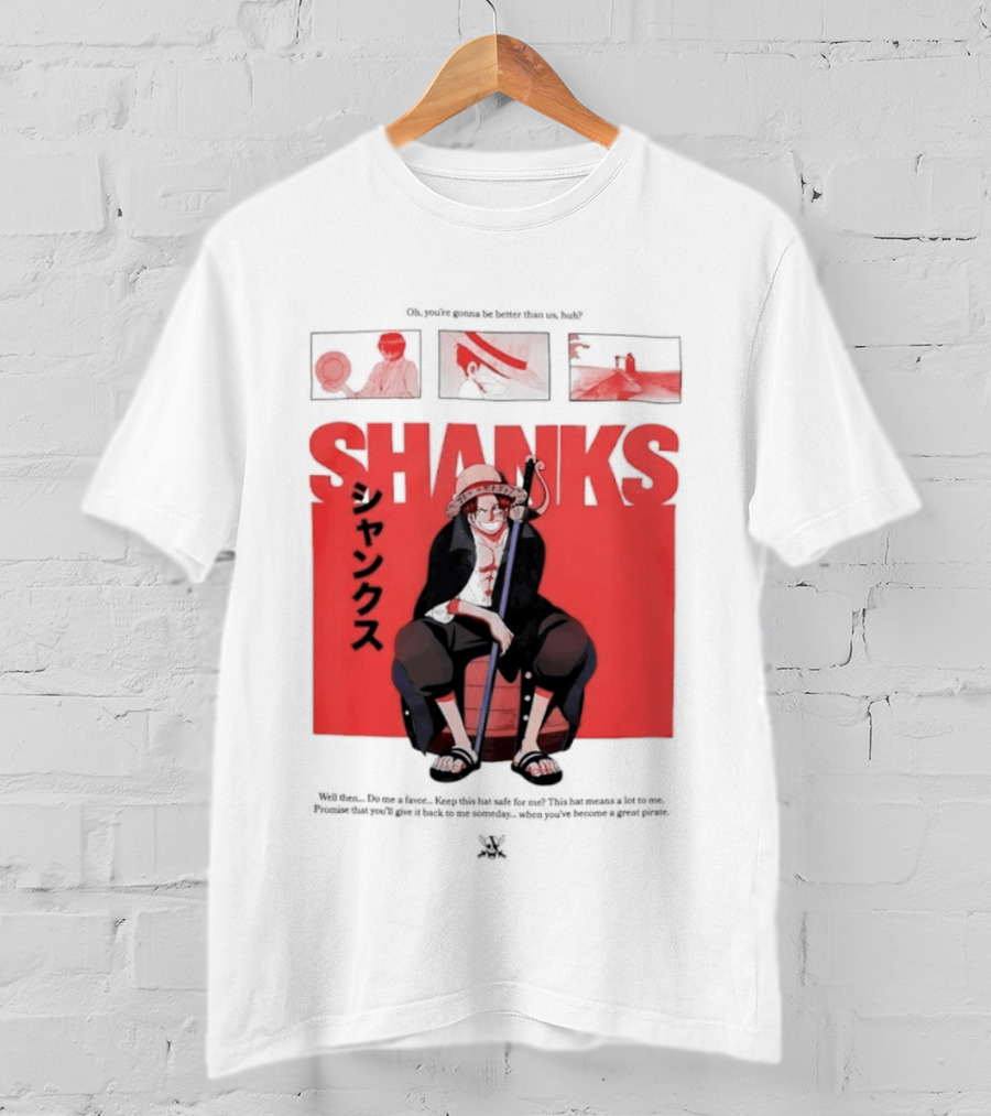 One Piece Shanks Luffy Straw Hat Pirates Manga Panels T-Shirt