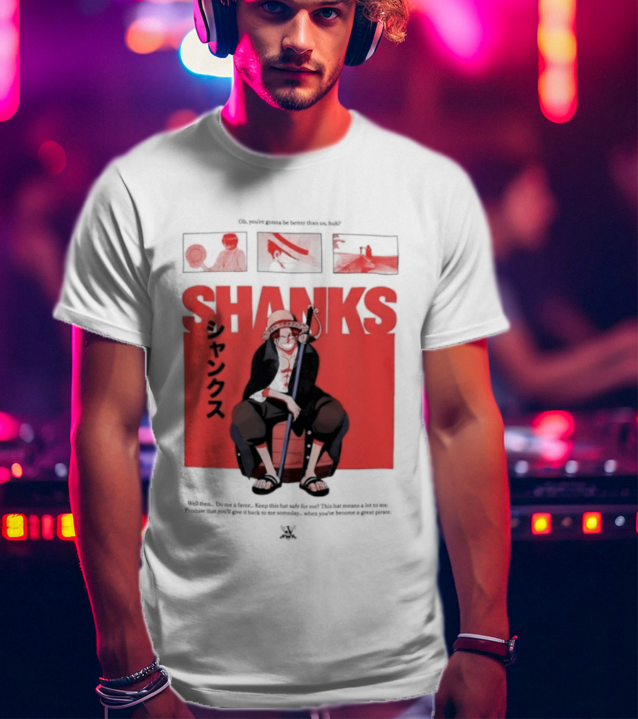 One Piece Shanks Luffy Straw Hat Pirates Manga Panels T-Shirt