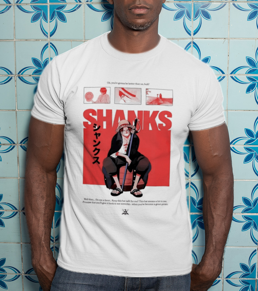 One Piece Shanks Luffy Straw Hat Pirates Manga Panels T-Shirt