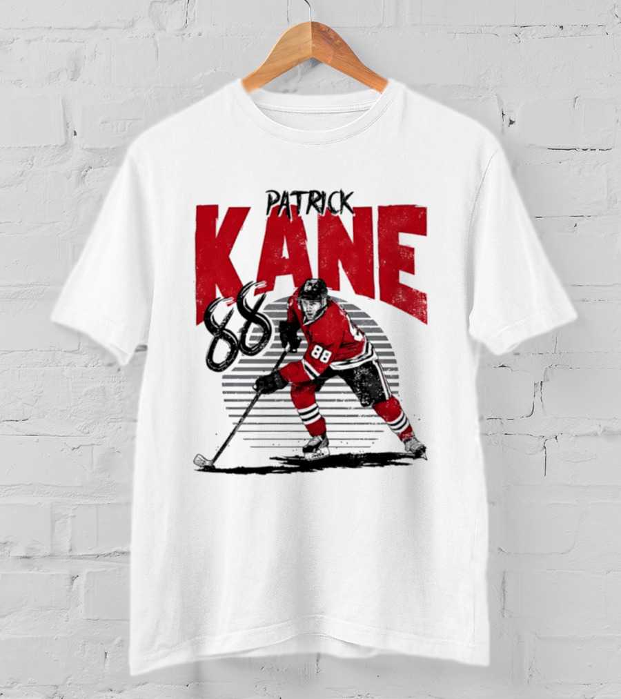 Patrick Kane 88 Chicago Blackhawks Hockey Player Action T-Shirt