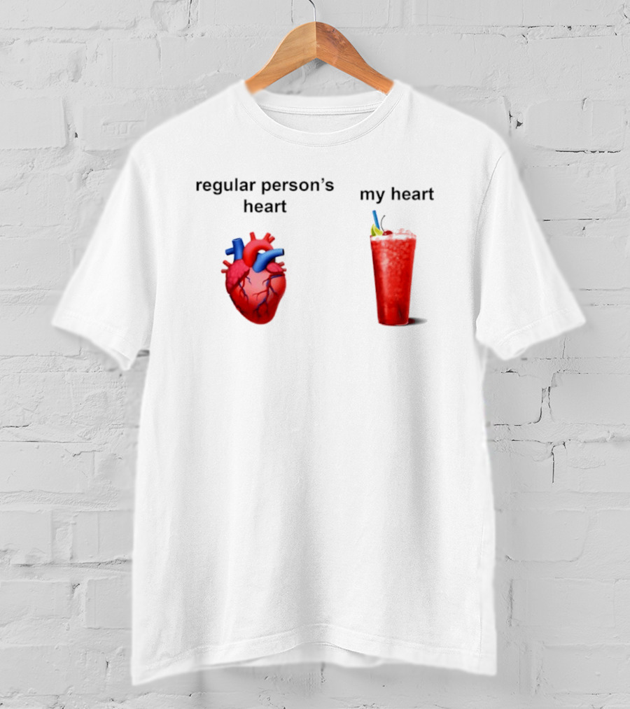 Regular Person's Heart Vs My Heart Cocktail Emoji Comparison T-Shirt