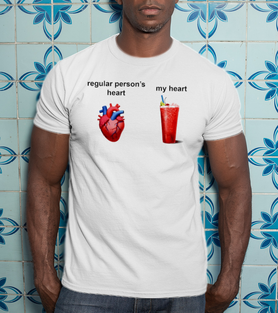 Regular Person's Heart Vs My Heart Cocktail Emoji Comparison T-Shirt