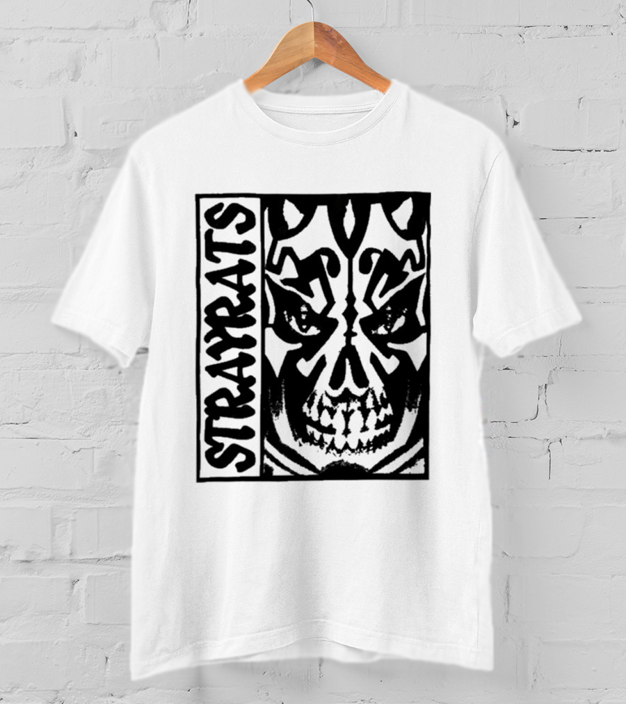 Stray Rats Skull Face Art Black And White T-Shirt