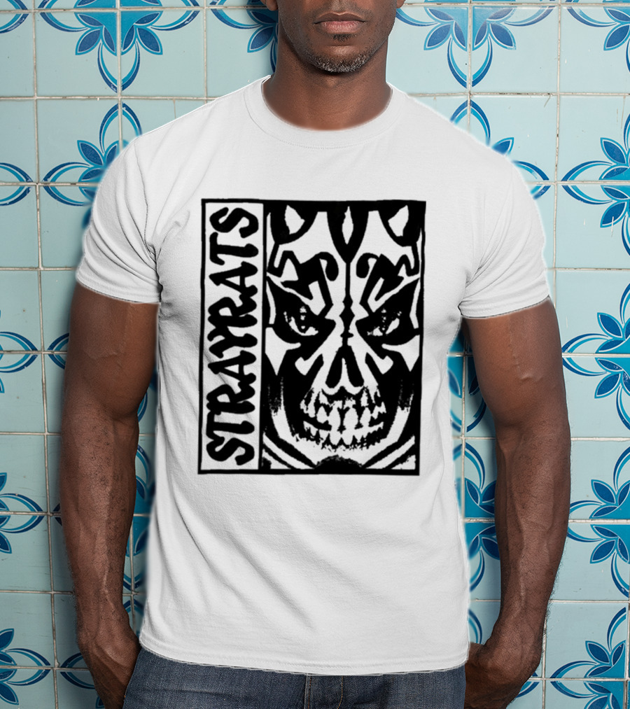 Stray Rats Skull Face Art Black And White T-Shirt