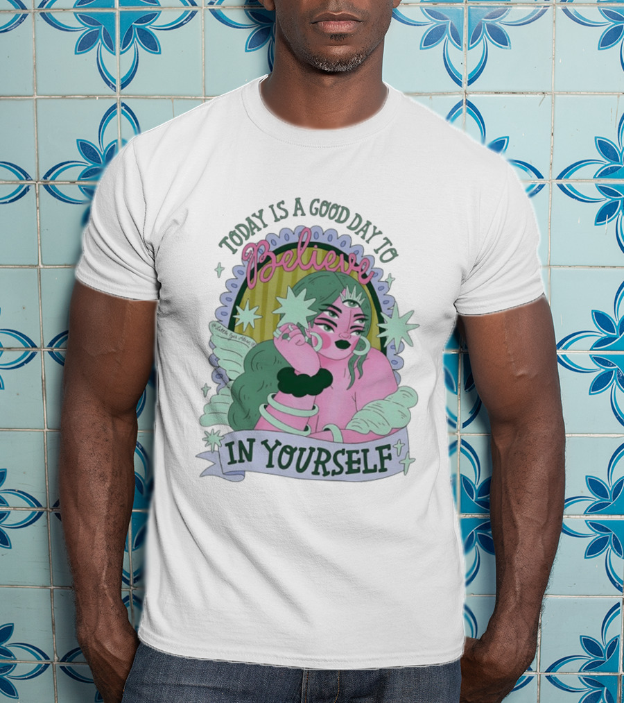 Today Is A Good Day To Believe In Yourself Celestial Character With Wings And Stars T-Shirt