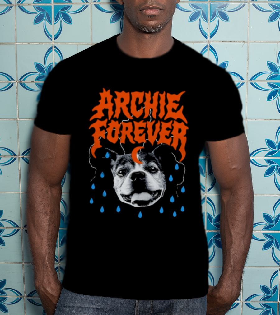 Archie Forever Dog Memorial Pet Tribute With Teardrops And Crescent Moon T-Shirt