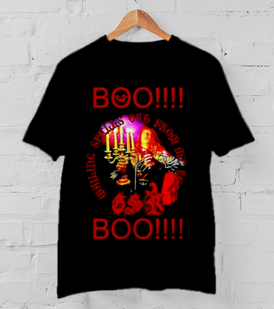 BOO Wailing Spells Out From My Keep Boo Candelabra Portrait Halloween T-Shirt
