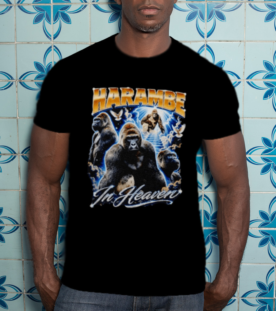Harambe In Heaven Gorilla And Angels T-Shirt
