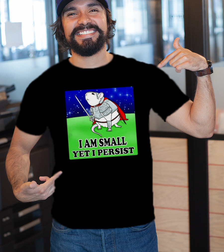 I Am Small Yet I Persist Knight Rat Armor Red Cape Stars T-Shirt