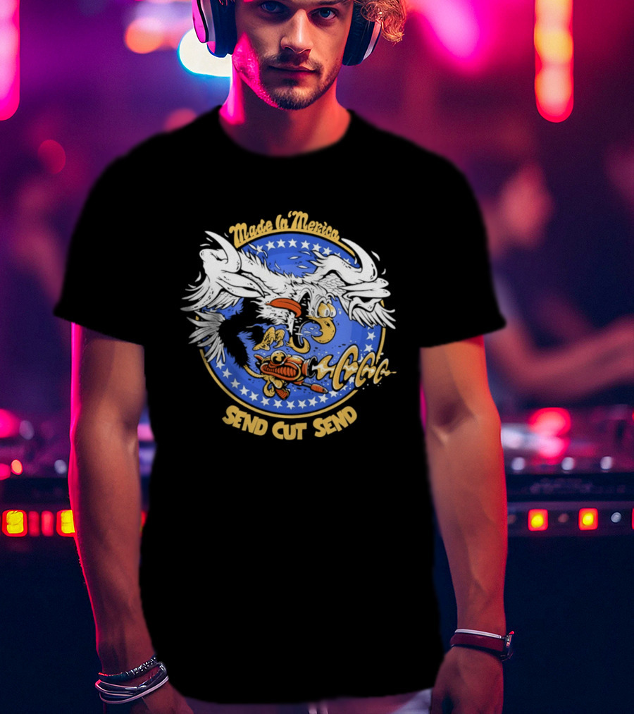 Made In 'Merica Eagle Send Cut Send Stars And Stripes T-Shirt