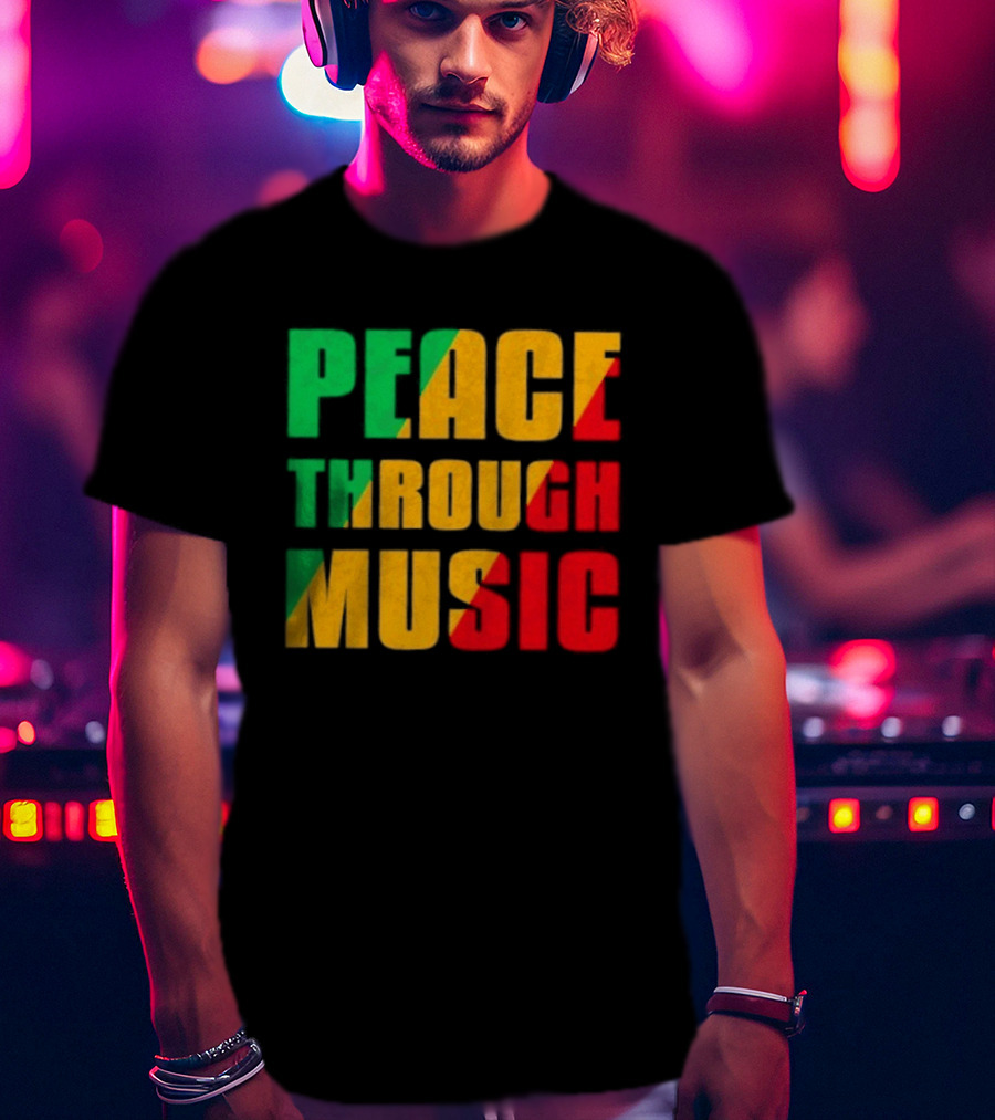 Peace Through Music Reggae Rasta Jamaica T-Shirt