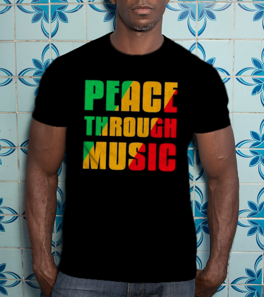 Peace Through Music Reggae Rasta Jamaica T-Shirt