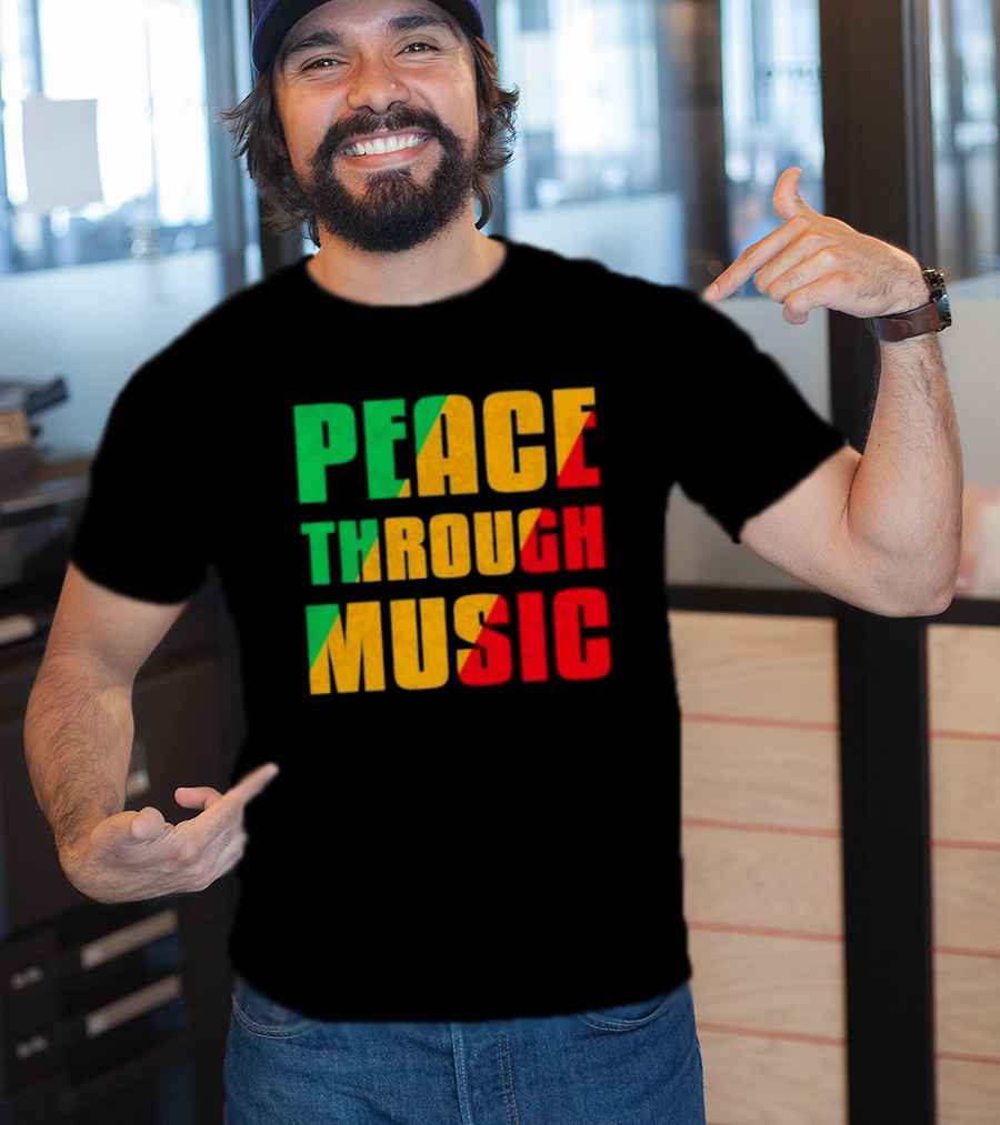 Peace Through Music Reggae Rasta Jamaica T-Shirt