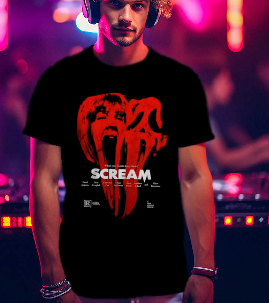 Scream What Is Your Favorite Scary Movie Blood Mask Painting T-Shirt