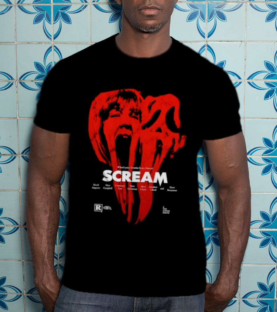 Scream What Is Your Favorite Scary Movie Blood Mask Painting T-Shirt
