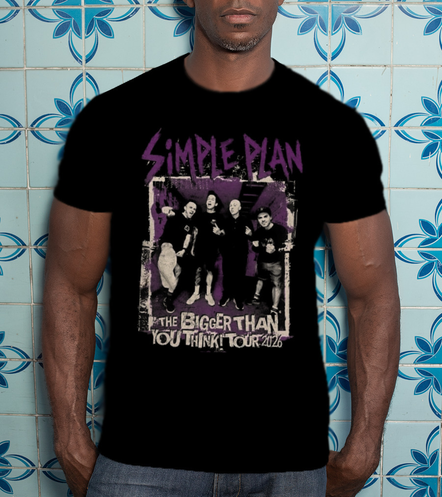 Simple Plan The Bigger Than You Think Tour 2026 The Sequel Band Photo Cities List T-Shirt