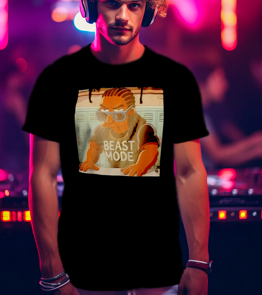 Simpson X Big Chrizzle Beast Mode Character In Sunglasses Locker Room Scene T-Shirt