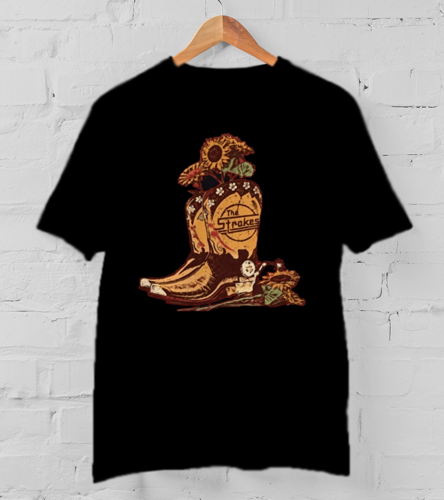 The Strokes Reality Awaits Tour 2026 Sunflower Cowboy Boots T-Shirt
