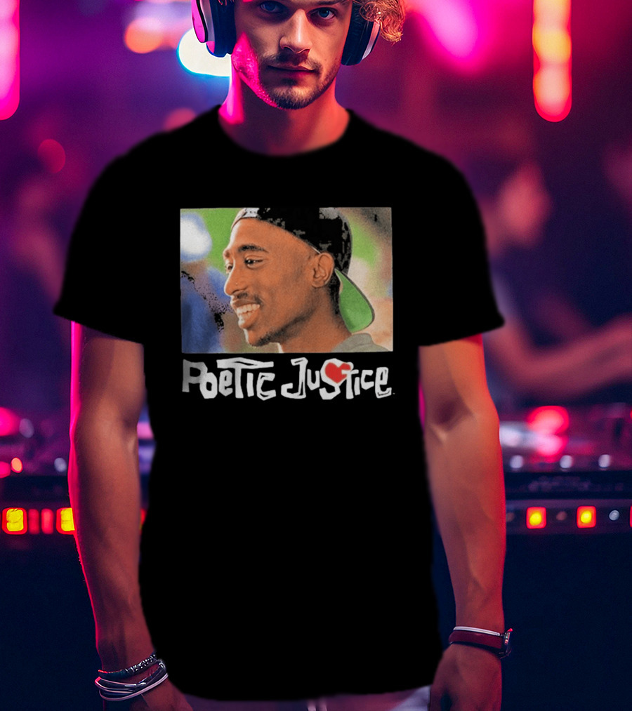 Tupac Poetic Justice Smiling Cap Backwards T-Shirt