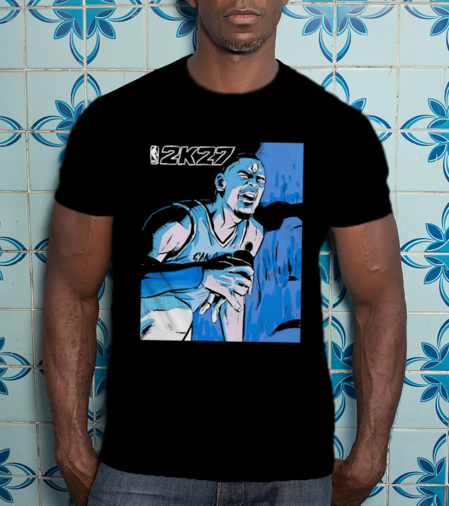 Victor Wembanyama NBA 2K27 Basketball Game Cover T-Shirt