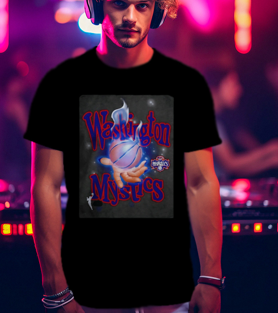 Washington Mystics WNBA Flaming Basketball Team Spirit T-Shirt